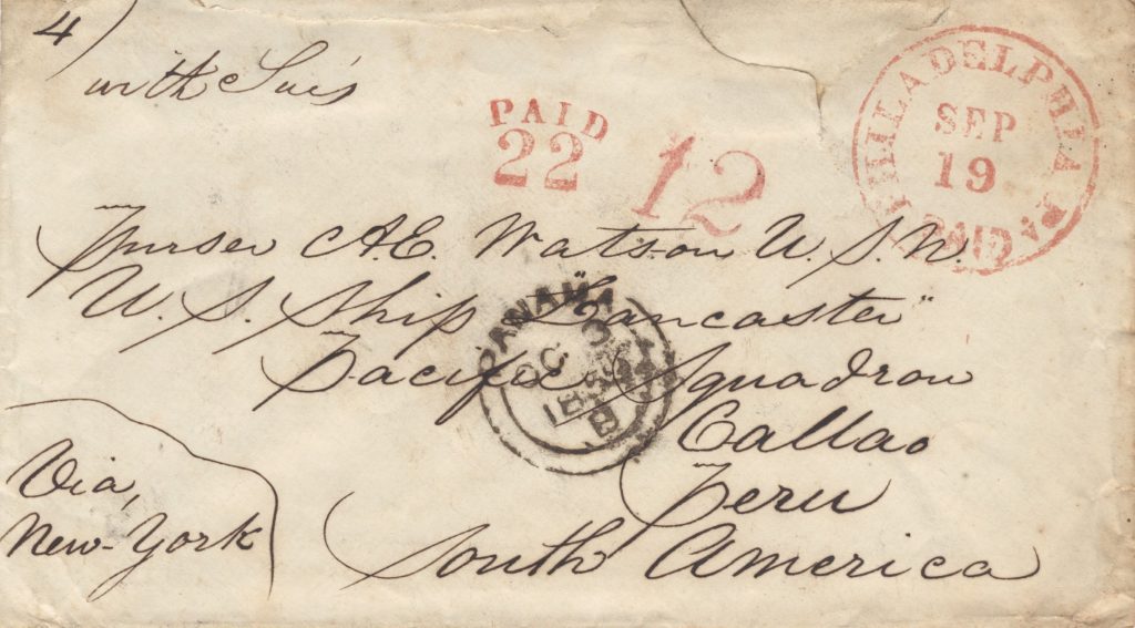 Stamp less cover from Panama 1859